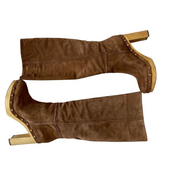 Veronica Beard Glendale Hazelwood Suede Clog Knee High Boots Size 7.5 NEW - Picture 8 of 16